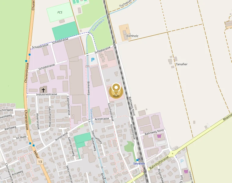 Karte – Standort Rayan Pizzeria, Guschastrasse 106, Sevelen